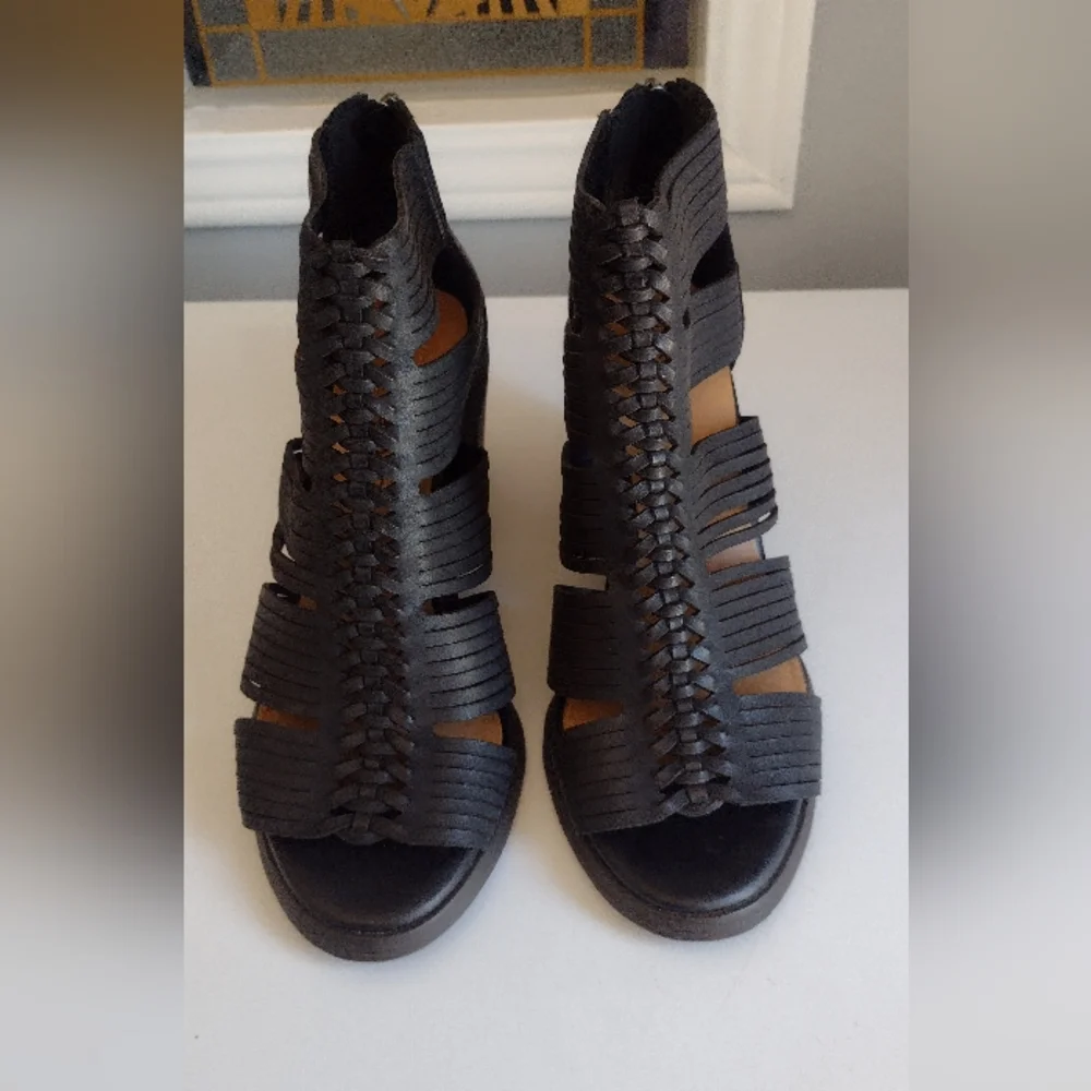 Lucky Brand, Women's Size 8 Black Heeled Boots with Cage Design Comes With Box. - Picture 2 of 5